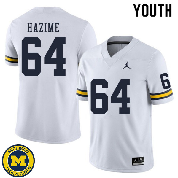 Youth Michigan Wolverines #64 Mahdi Hazime White University Jersey